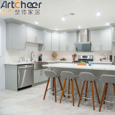 품질  American Style Ready to Assemble White Shaker Style Modular Kitchen Cabinet Solid Wood 공장