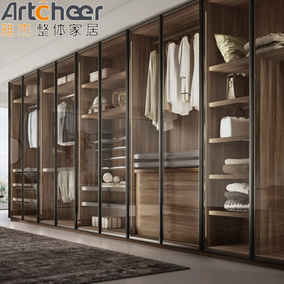 주문 침실 디자인 Walk in Wardrobe Closet With Modern Design And Aluminum Frame Glass Door 알루미늄 프레임 유리 문 온라인 제품